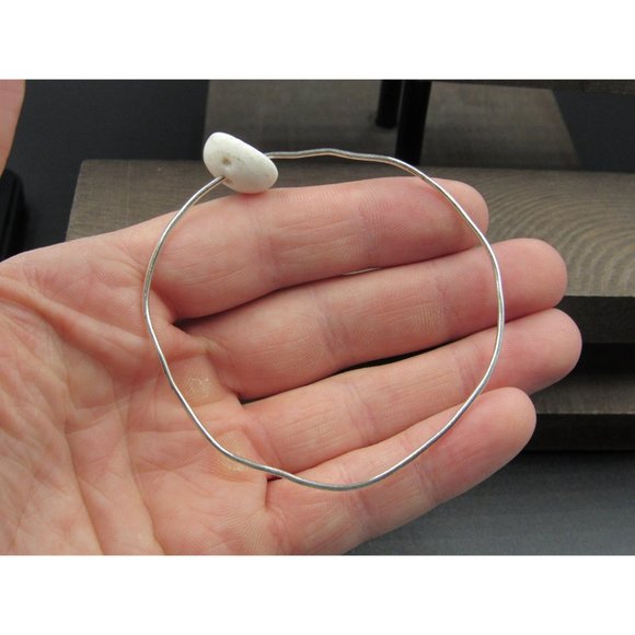 7" Sterling Silver Odd Shape Shell Bangle Bracelet Vintage Elegant Beautiful - Picture 4 of 6